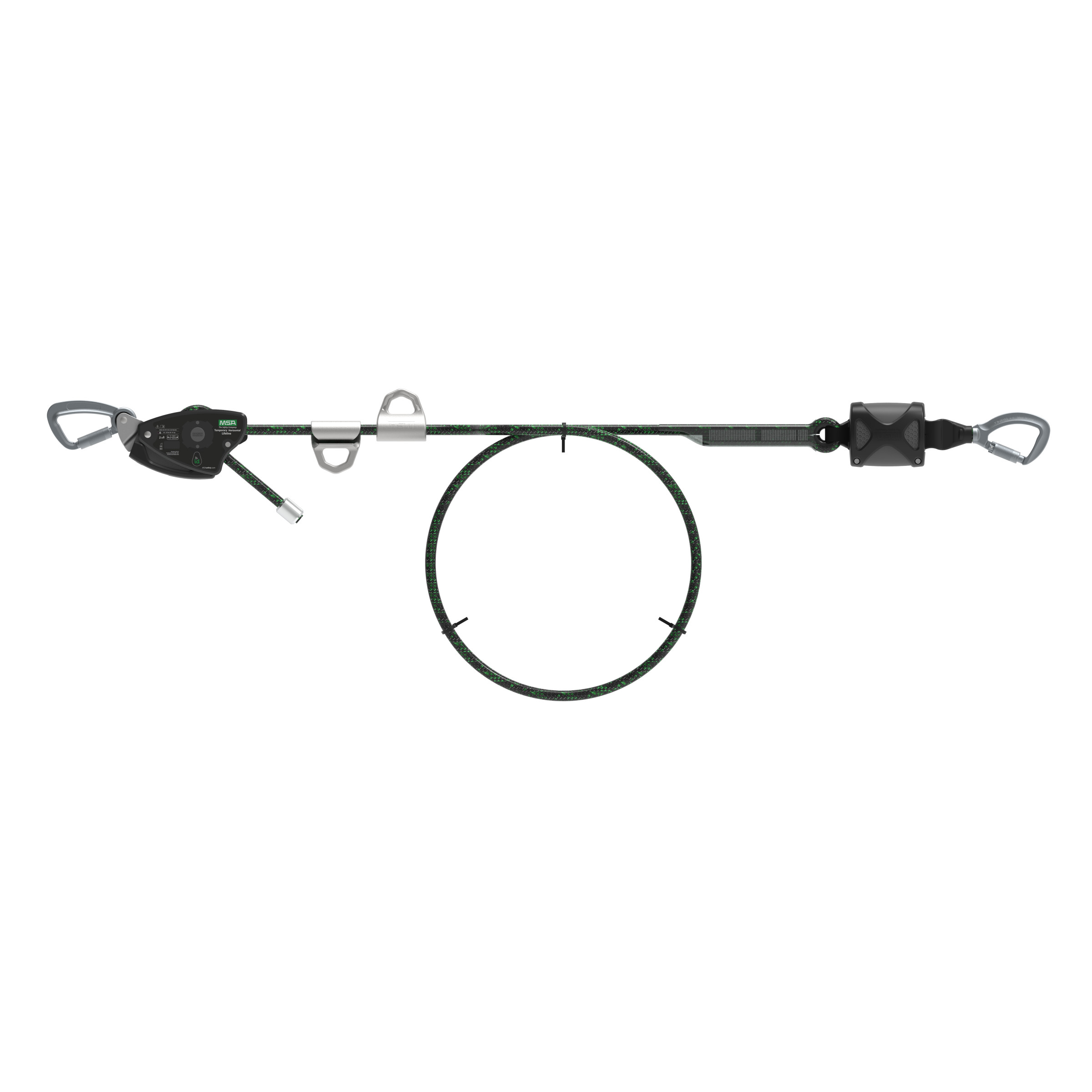 MSA Temporary Rope Horizontal Lifeline for 2 Workers, 100' with bypass shuttles